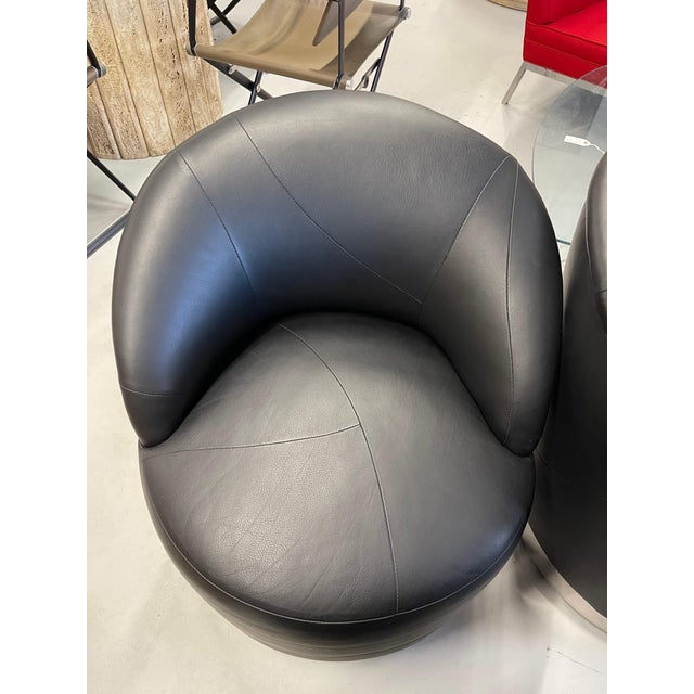 Black J Robert Scott Barrel Swivel Chairs For Sale - Image 8 of 10