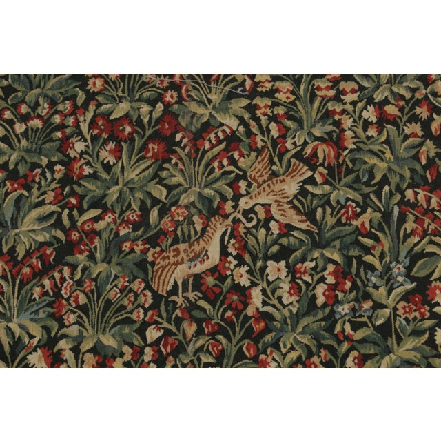 Rug & Kilim Rug & Kilim’s Tudor Style Kilim in Green and Red Florals With Beige Pictorials For Sale - Image 4 of 9