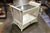 Wood Off White Wicker Console Table With Glass Top For Sale - Image 7 of 9