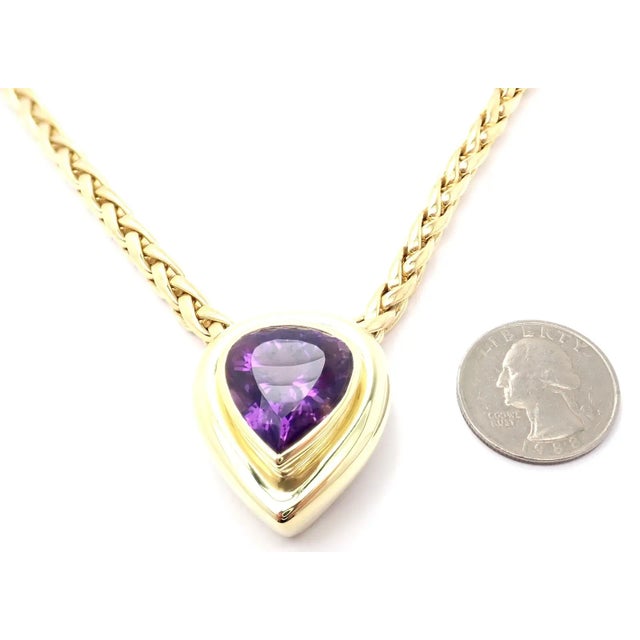 Contemporary Tiffany & Co. Paloma Picasso 18k Gold Large Amethyst Pendant Necklace For Sale - Image 3 of 10