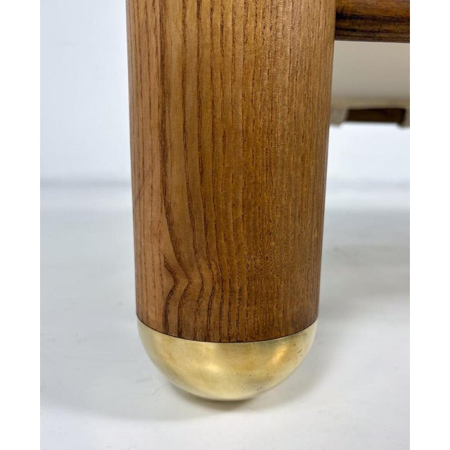 Contemporary Italian Bench in Brass and Beige Fabric For Sale - Image 3 of 7