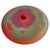 This striking 1985 Post-Modern art glass vase, signed by Steve Hourigan, features a flattened disc form with a central...