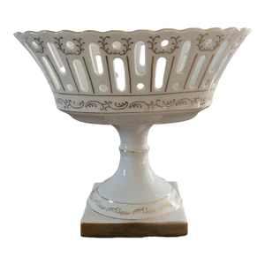 Mid-20th Century Neoclassical Regency Reticulated Porcelain Basket