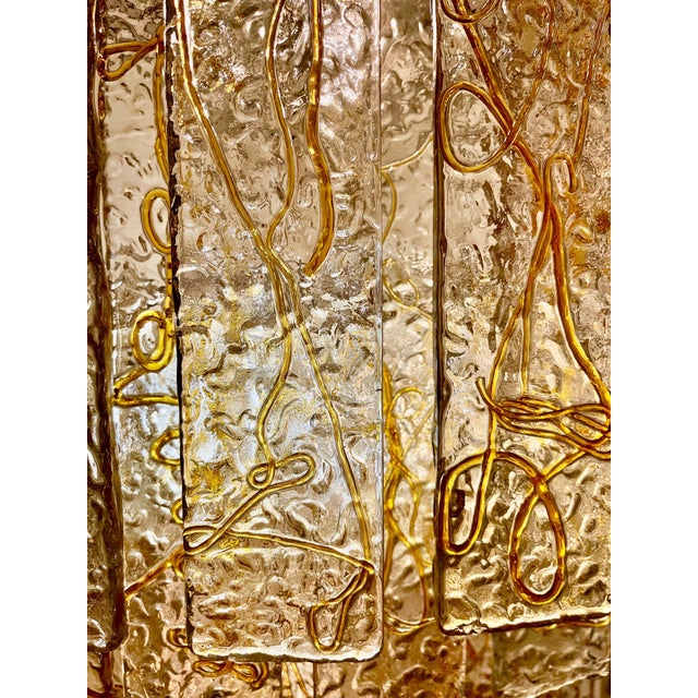 Mazzega corner wall lighting with large leaves glass murano with brass structure. Special order vip provenance ibiza. The...