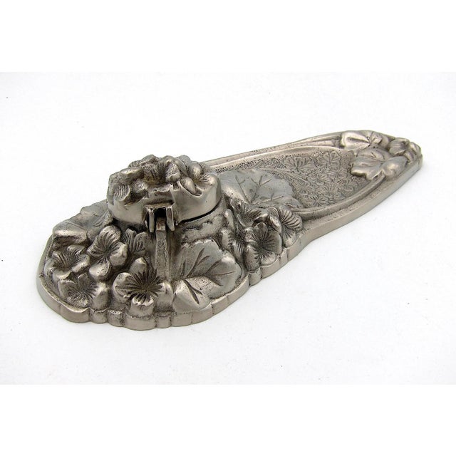 Vintage French Art Nouveau Inkstand in Pewter For Sale - Image 4 of 13