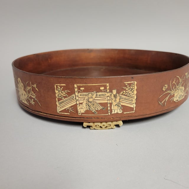 Antique Chinese Inlaid Marriage Tray With Figural and Floral Scenes, Late Qing For Sale - Image 9 of 13