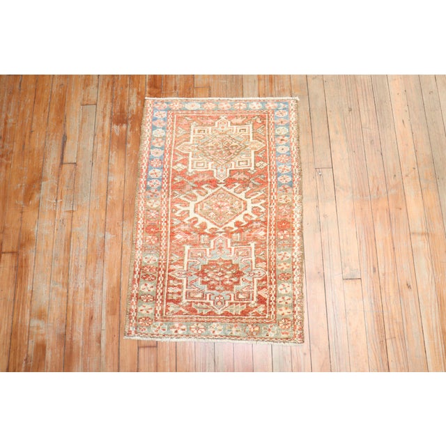 Early 20th Century Antique Zabihi Collection Mini Persian Heriz Rug - 1'11" x 2'8" For Sale - Image 5 of 5
