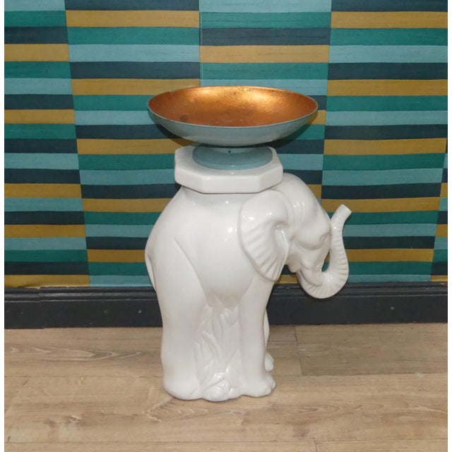 White Vintage Elephant Ceramic Stool For Sale - Image 8 of 15