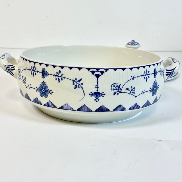 1950s Vintage English Boho Chic Gustavian Denmark Pattern Covered Dish, Casserole Style. For Sale - Image 11 of 16