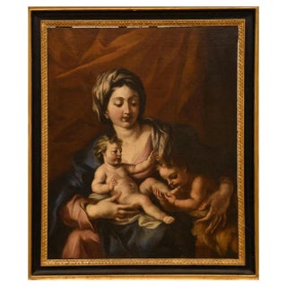 Central Italian Artist, Madonna with the Praying Saint John, Oil on Canvas, 18th Century For Sale