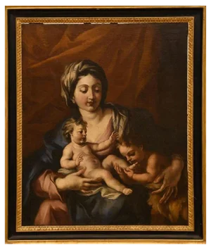 Central Italian Artist, Madonna with the Praying Saint John, Oil on Canvas, 18th Century