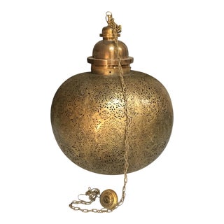 Moroccan Oversized Bronze Lamp For Sale
