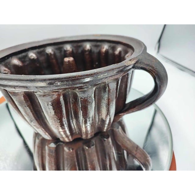 Pre-war ceramic form, Bolesławiec, dimensions height 12.5 cm, diameter without handle 23.5 cm, width with handle 28 cm.