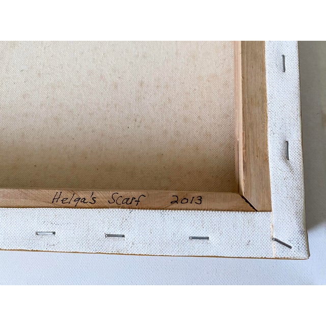 2013 Abstract Signed Painting by Pam Piper “Helga’s Scarf” in Orange and Purple Hues For Sale - Image 4 of 7