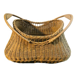Large Vintage French Wicker Basket For Sale