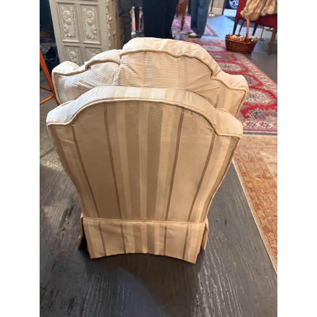 Traditional Vintage Slipper Chair W/ Silk Fabric For Sale - Image 3 of 6