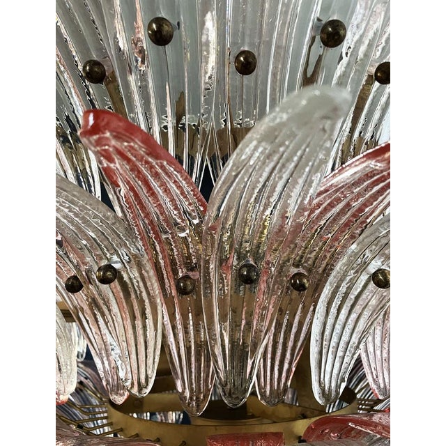 Palmette Ceiling Light Four Levels with 163 Pink and Trasparent Glasses, 1990s For Sale - Image 16 of 18