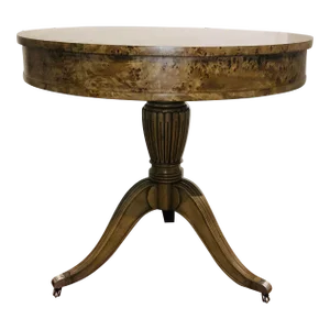 Jonathan Charles Transitional Burl Wood Fulgurite Drum Table