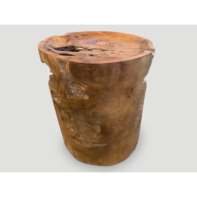 Contemporary Andrianna Shamaris Organic Natural Teak Wood Tray Side Table For Sale - Image 3 of 6