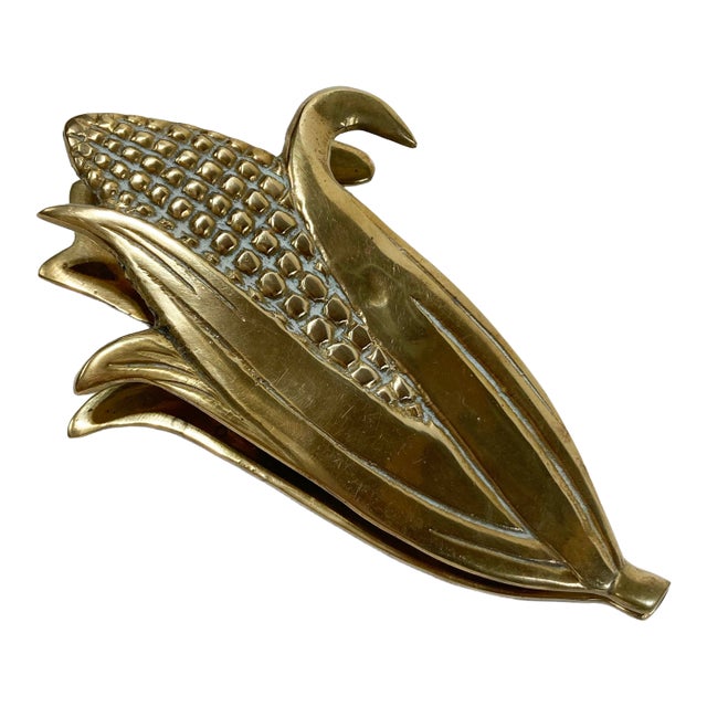 Vintage Brass Corn Cob Motif Receipt Clip For Sale