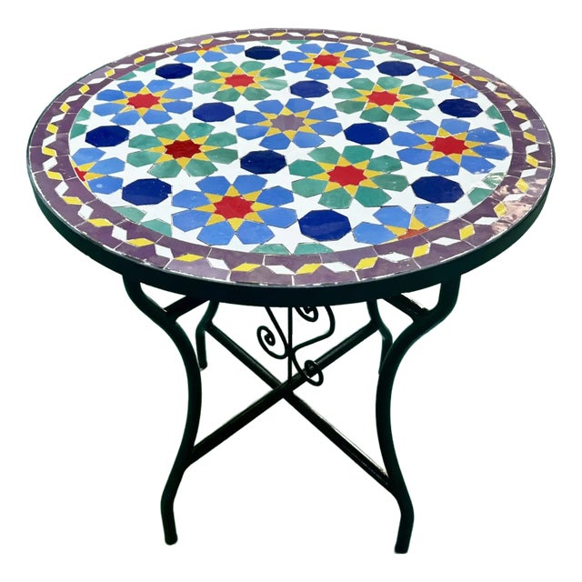 Handcrafted Zellige Moroccan Tile Table For Sale