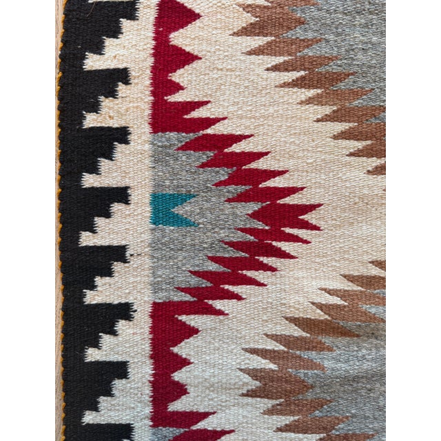Red Authentic Navajo Rug Handwoven Wool Eye-Dazzler, Red & Grey Diamond Pattern For Sale - Image 8 of 18