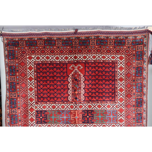 1990s Vintage Afghan Turkmen Hand-Knotted Wool Rug, 1990s For Sale - Image 5 of 18