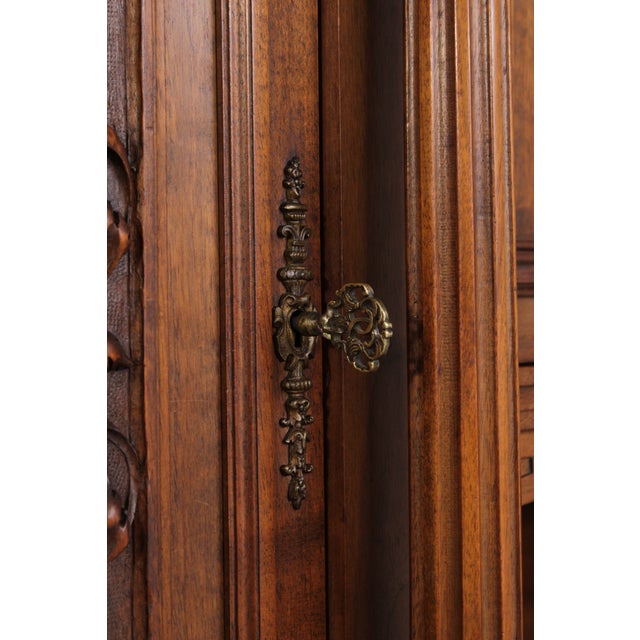 Antique French Renaissance Walnut Cabinet Hutch For Sale - Image 15 of 18