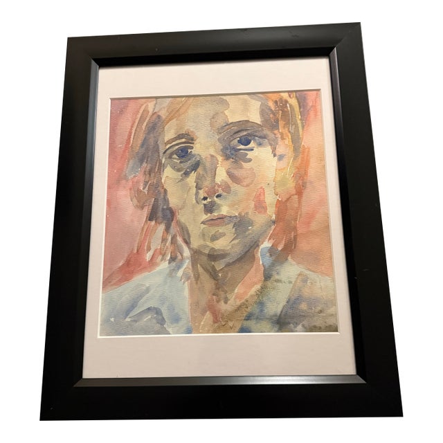 1970s Xiao Han Watercolor of Woman For Sale