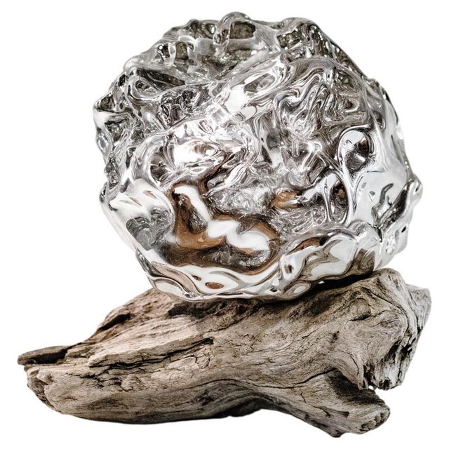 Glass Arctic Circle Series Sculpture #1 in Glass and Driftwood by Szkło Studio For Sale - Image 7 of 7