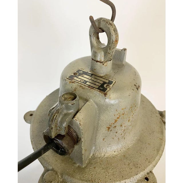 Gray Vintage Industrial Cast Iron Pendant Light, 1960s For Sale - Image 8 of 13