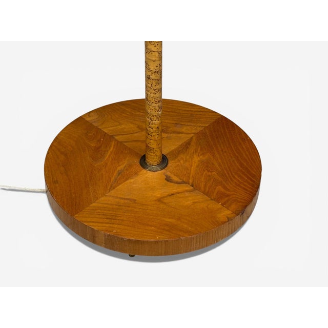 Corona Belysning, Floor Lamp, Wood, Brass, Fabric, Sweden, 1940s For Sale - Image 15 of 18