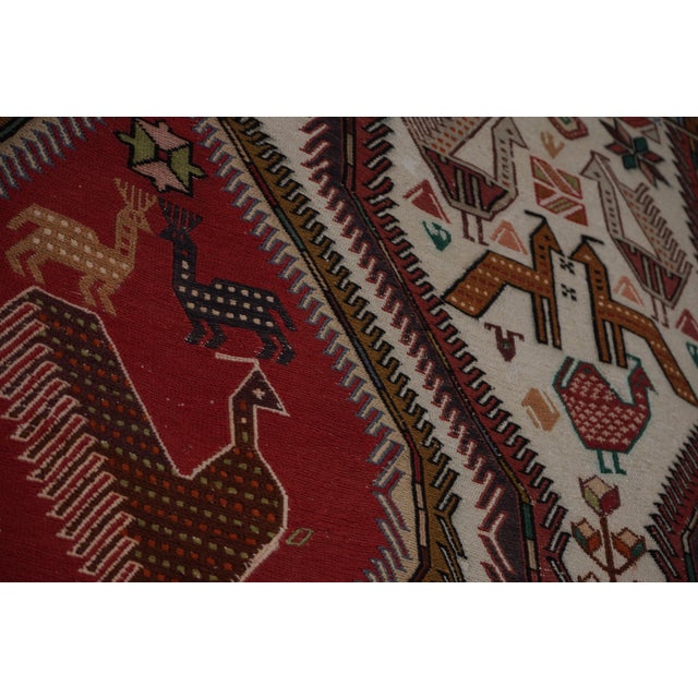 Vintage Animal Pattern Soumac Kilim Rug 6'2'' X 9'5'' For Sale - Image 6 of 11