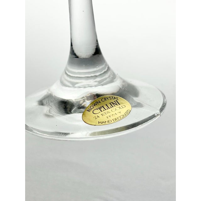 1990s Italian Cellini Gold Crystal Set of 4 Fluted Champagne Glasses For Sale - Image 4 of 4