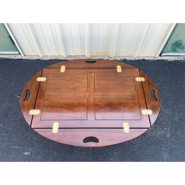 Campaign Drexel Cherry Butlers Tray Table For Sale - Image 3 of 12