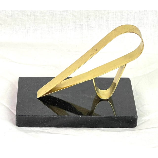 Modern Gold Brass Marble Desk Sculpture For Sale In Washington DC - Image 6 of 13