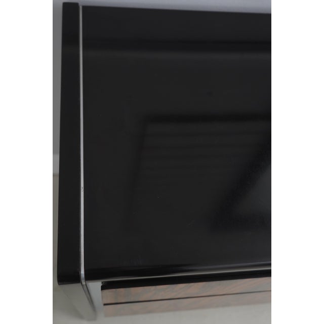 Ebony John Stuart Mid-Century Modern Ebony Chrome and Wood Dresser With Mirror For Sale - Image 8 of 18