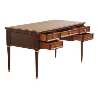 Louis XVI Style Desk in Mahogany with Leather To For Sale