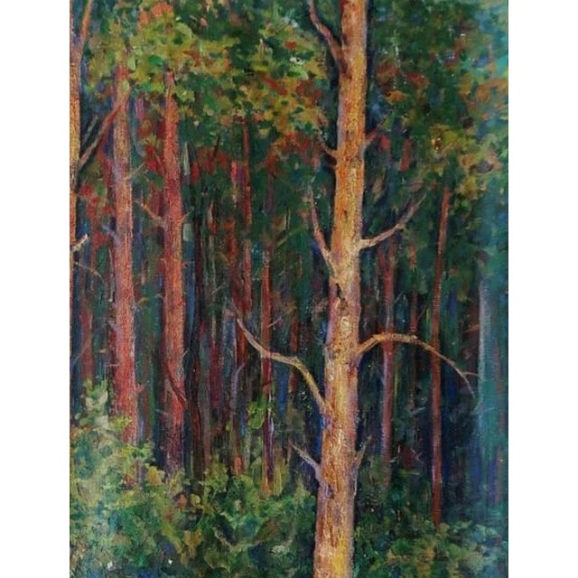 Realism Vintage Forest Landscape Oil Painting, Ukrainian Art, 1971 For Sale - Image 3 of 6
