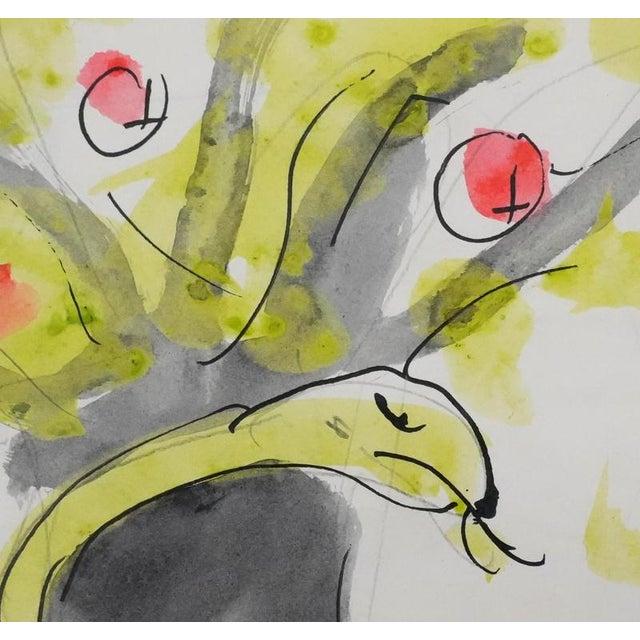 Jean Effel, Teinturier, The Apple Tree Serpent, 1970, Watercolor For Sale - Image 5 of 7