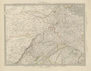 Antique Map of Delhi in India, 1833