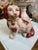 Staffordshire Charming Pair of Vintage Staffordshire Style Spaniels With Gilt Chain Collars and Parted Legs, Red & Cream Porcelain Dogs For Sale - Image 4 of 17
