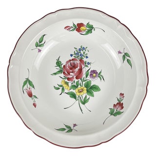 Réverbère Salad Bowl with Rim and Pink Pattern from KG Lunéville, 1980s For Sale