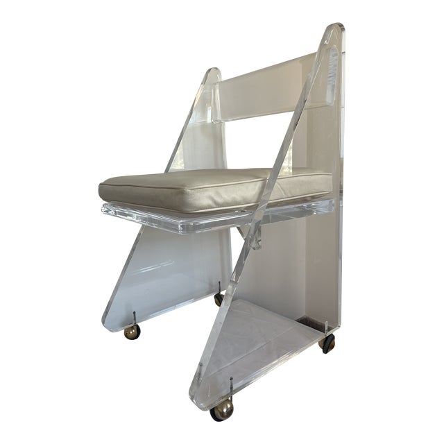 Mid-Century 1"- 1 1/4" Thick Lucite Desk Chair For Sale