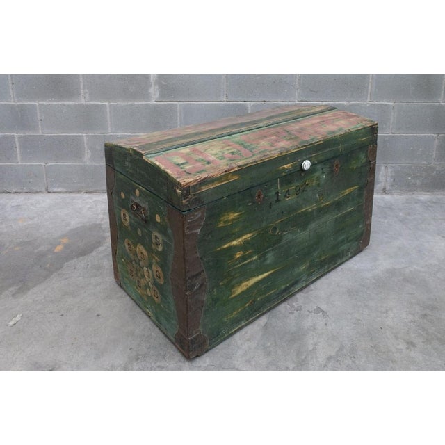 Green Green Wooden Trunk For Sale - Image 8 of 9