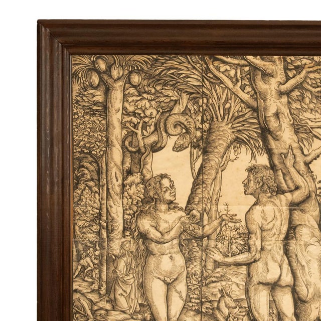 16thCentury German Northern Renaissance Woodcut Print Adam & Eve Baron Von Lanna by Hans Burgkmair the Elder, 1525 For Sale - Image 4 of 18