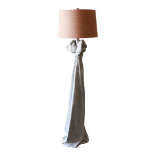 Vintage Sculptural Trompe l'Oeil Plaster "Drape" Floor Lamp After John Dickinson For Sale