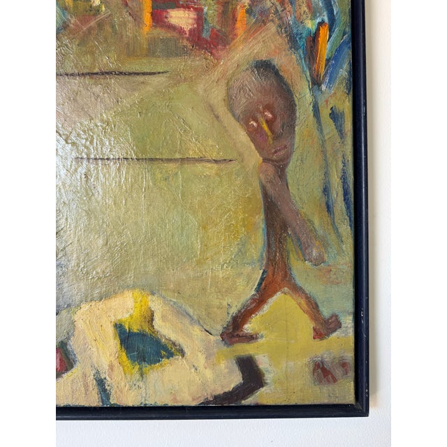 Blue 1970’s Vintage Impressionist Abstract Oil on Canvas Painting – Unsigned For Sale - Image 8 of 12