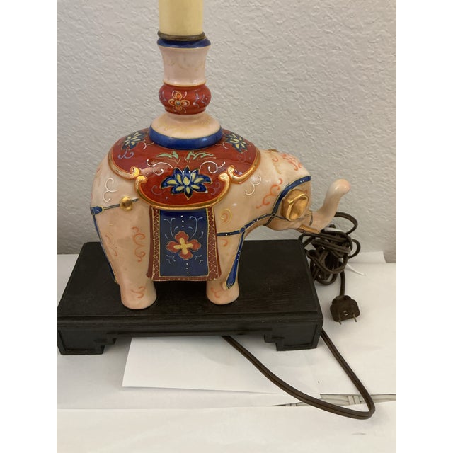 Rare Vintage Frederick Cooper Chinoiserie Hand-Painted Ceramic Elephant Lamp For Sale - Image 11 of 12
