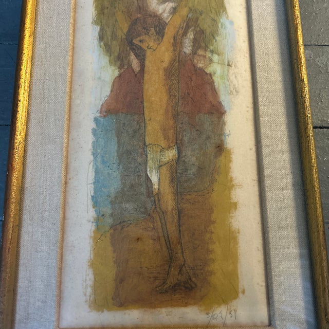 1950’s Original Folk Art Christ Watercolor / Ink Drawing For Sale - Image 4 of 6